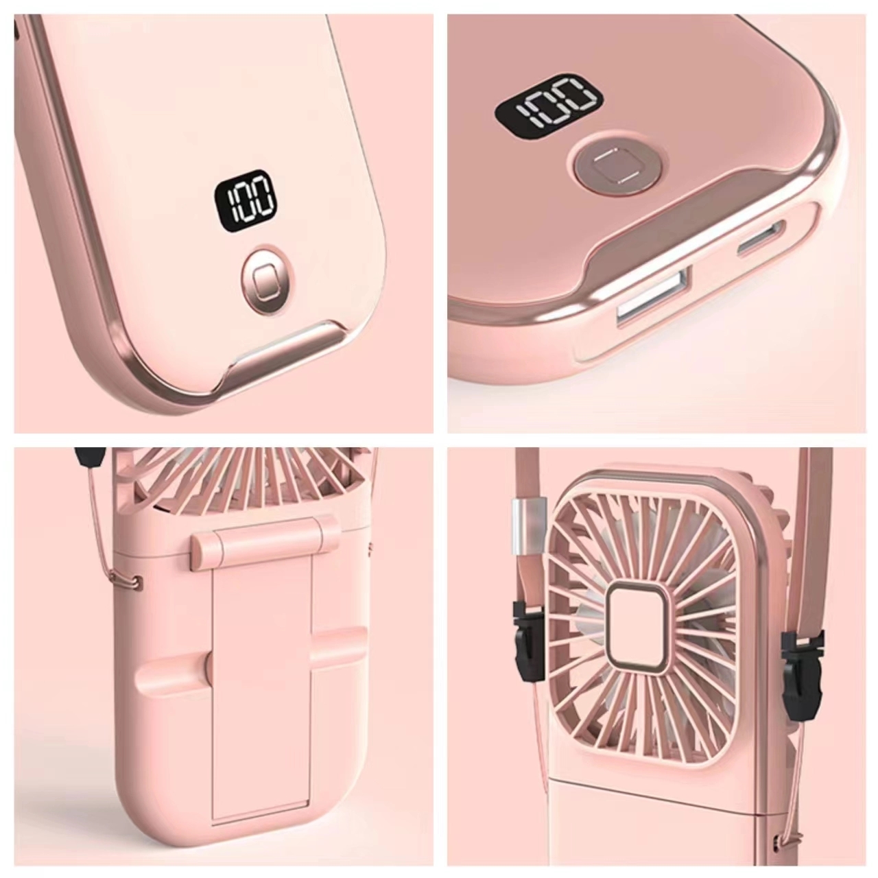 Custom Multifunctional Mini Fan Power Bank Phone Holder 2