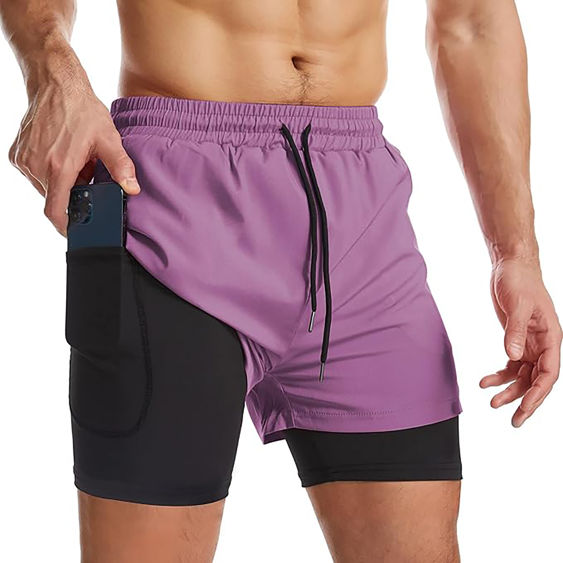 Men's 2 I n 1 Quick Drying Sports Shorts with Lining 26
