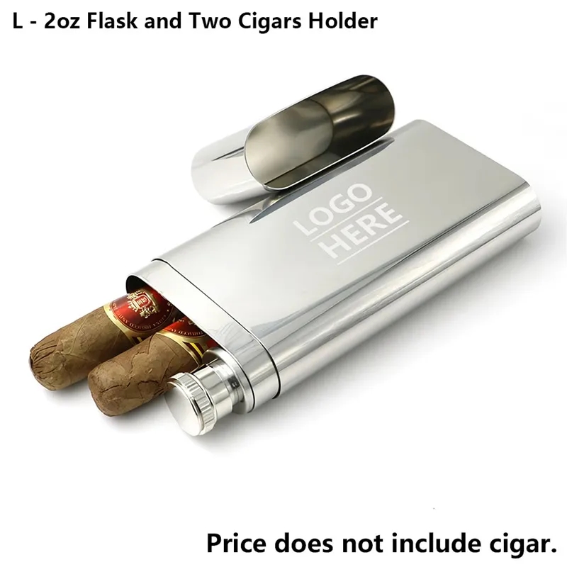 Stainless Steel Cigar Case and Flask Combo 3