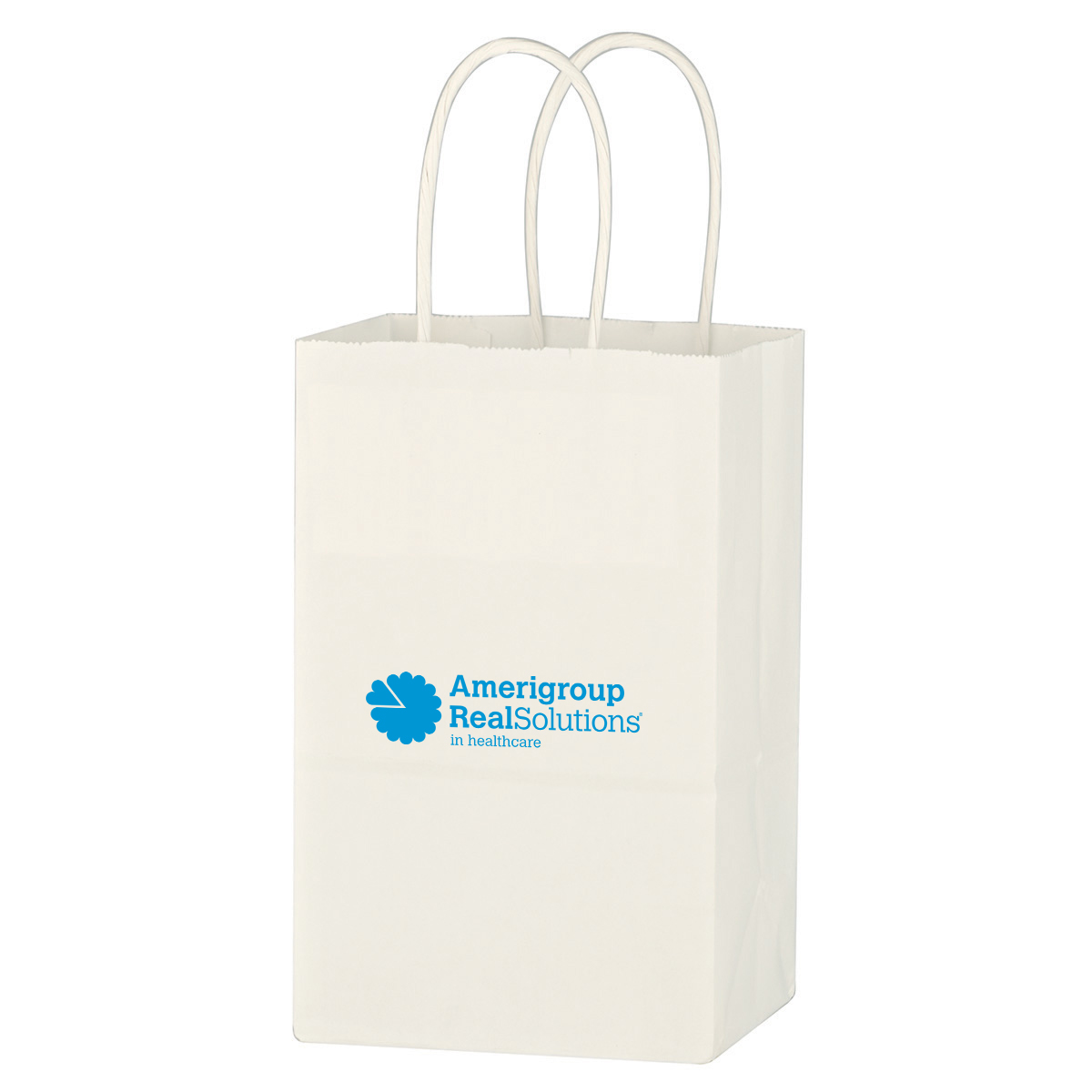 Kraft Paper White Shopping Bag - 5-1/4" x 8-1/4" 3
