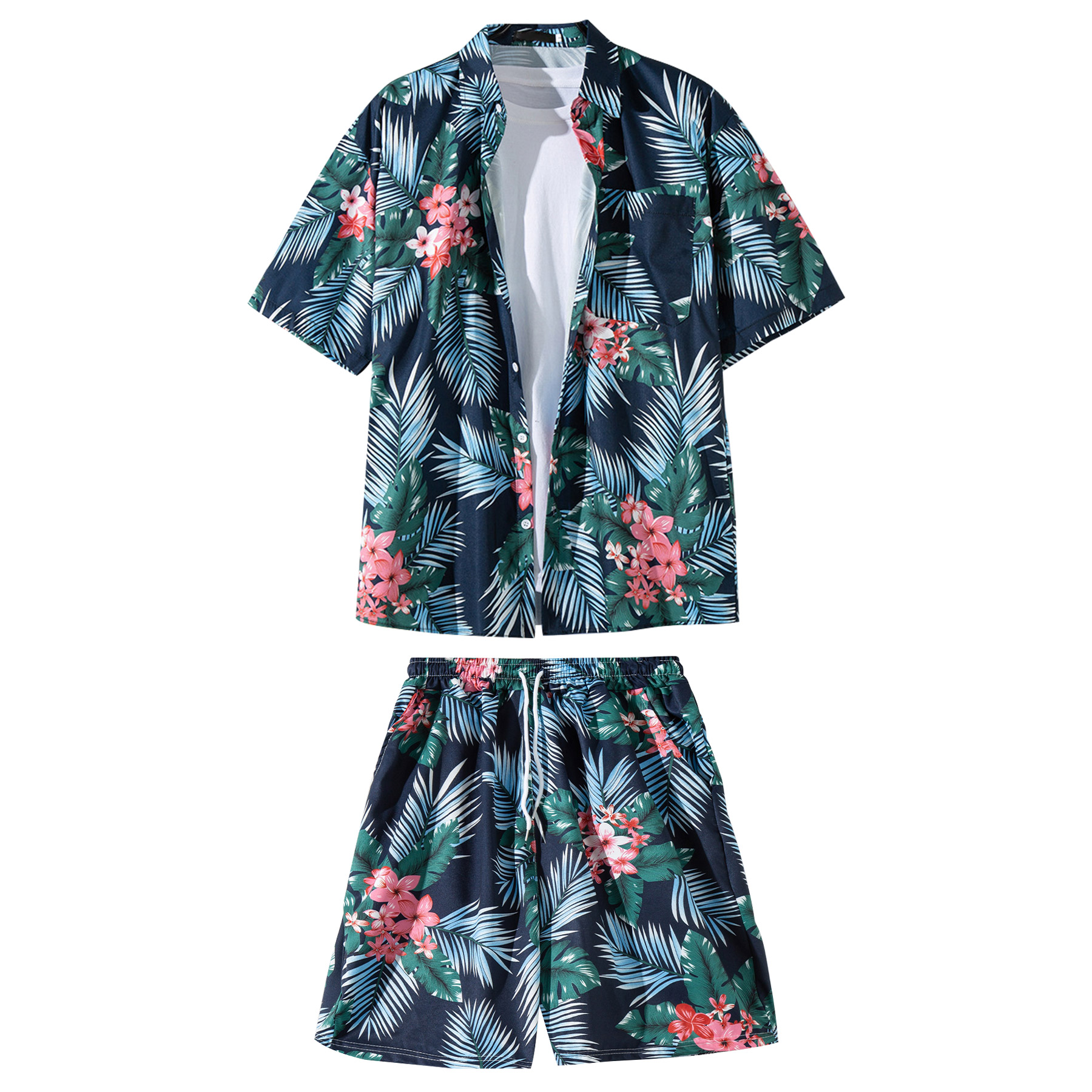 2 Pieces Hawaiian Shirts And Shorts Sets 16