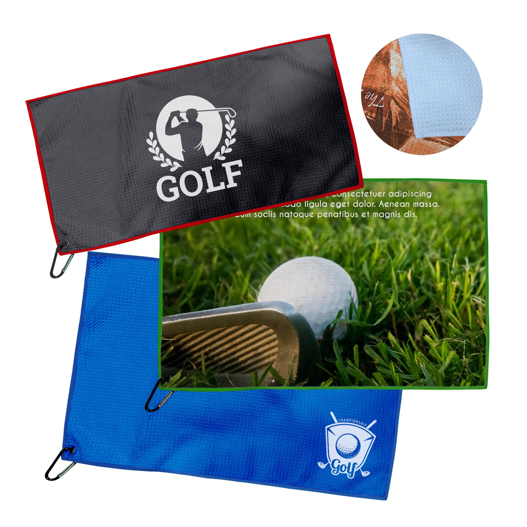 Free Shipping Full Color 400gsm Waffle Golf Towel 24