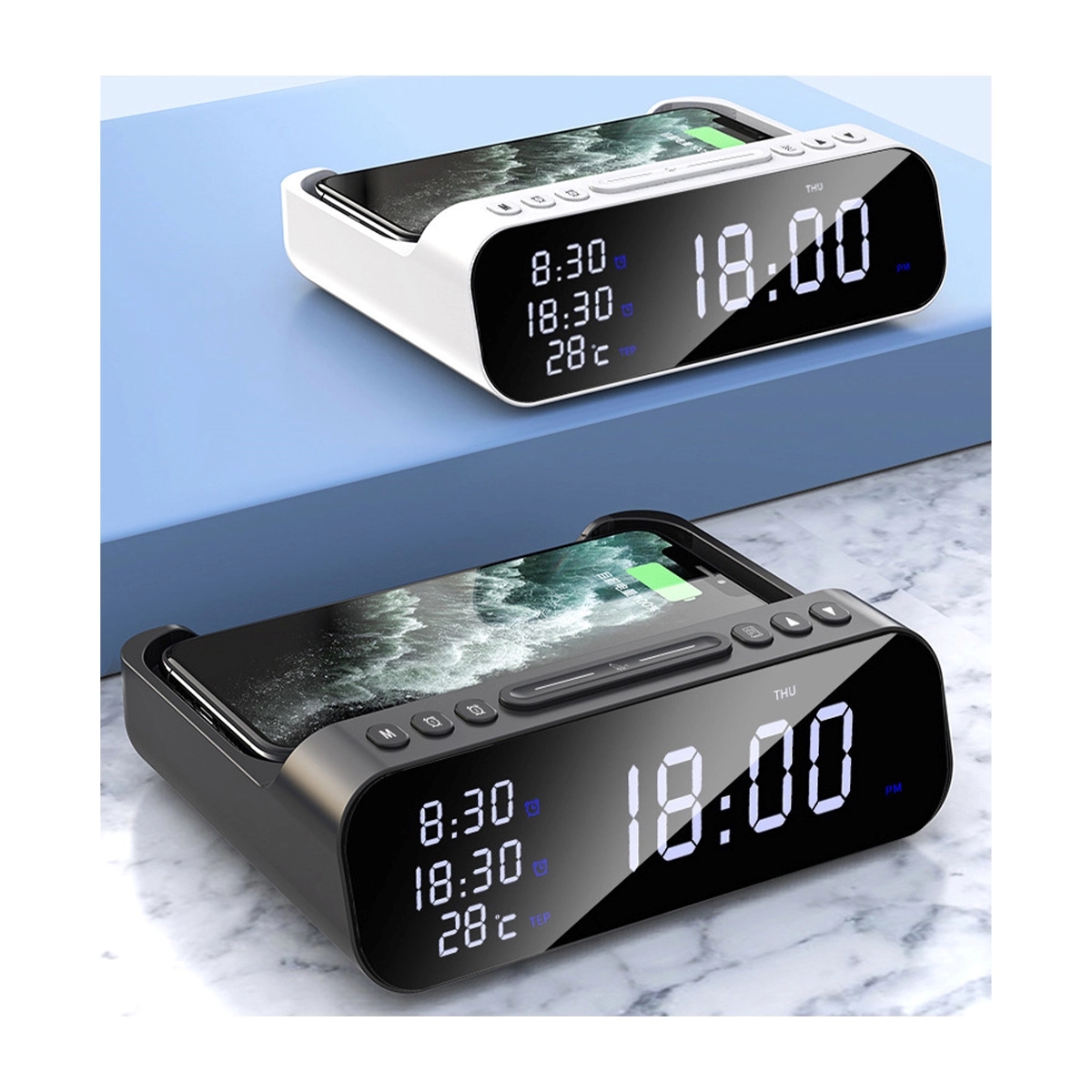 3 In 1 Fast Charging Station With Digital Alarm Clock 3