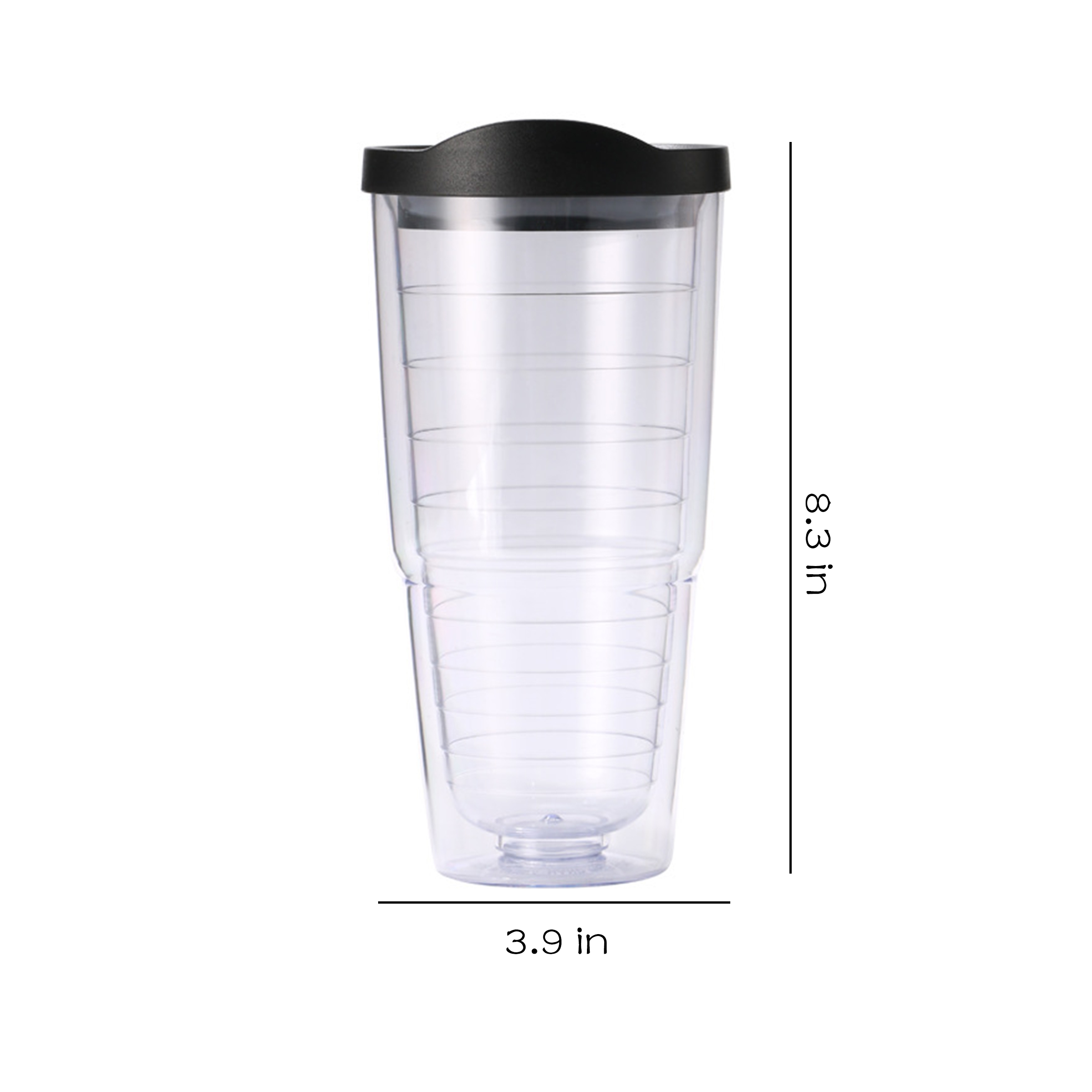 Plastic Double Layer Transparent Threaded Inner Plastic Cup 5
