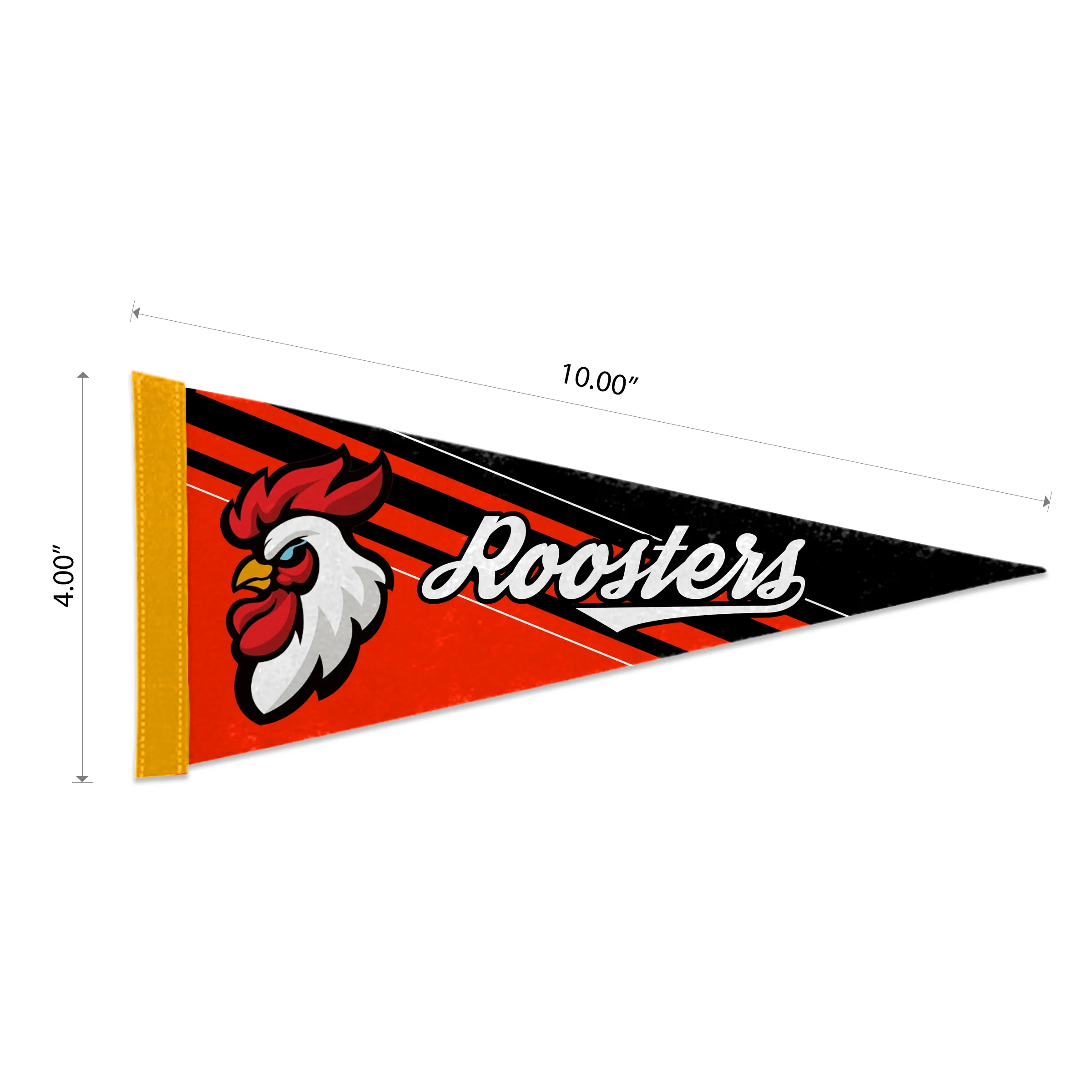 4"x10" Custom Full Color Printed Felt Pennant - Solid Back 4