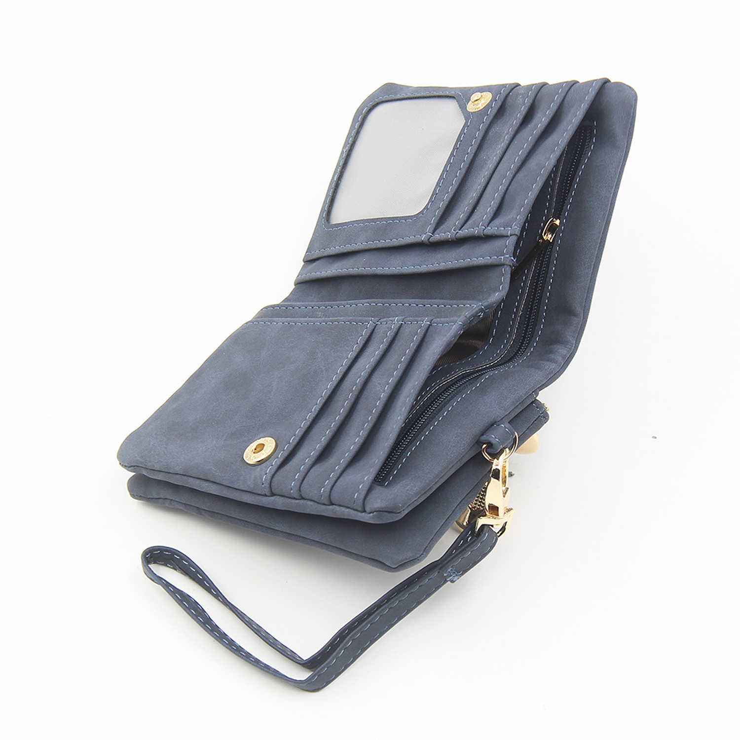 Double zipper frosted PU purse 5