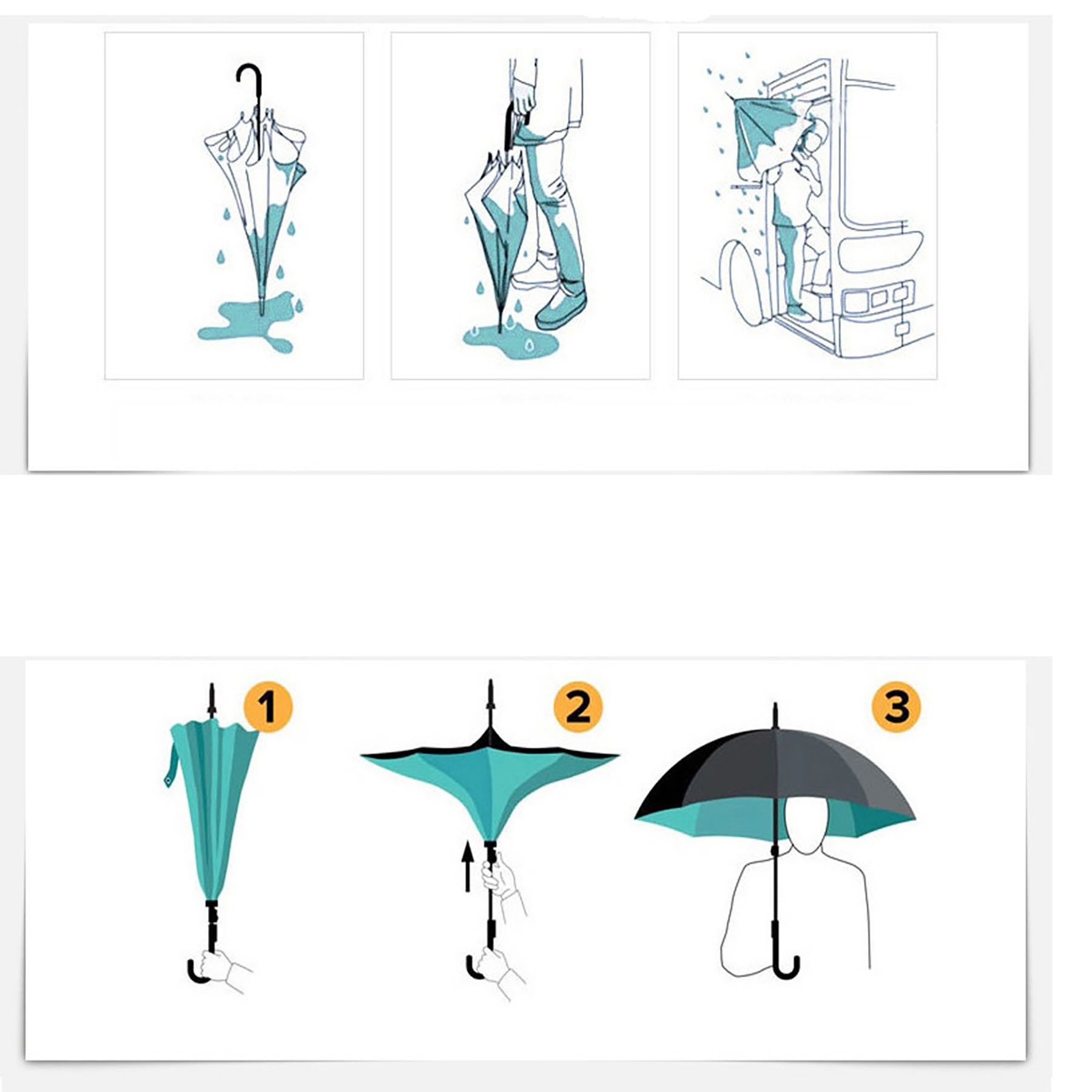 C Shape Handle Inverted Reverse Umbrella 1