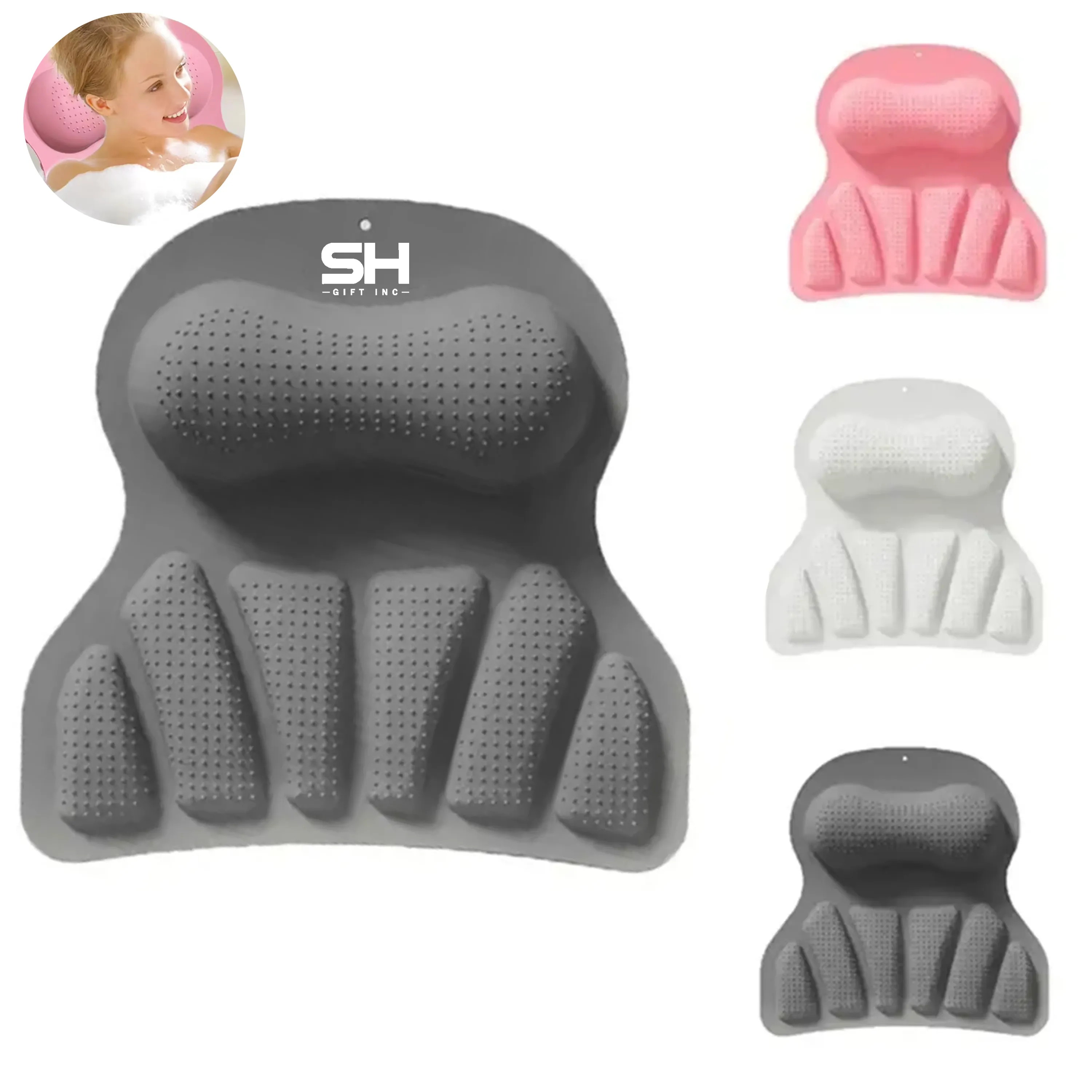 Bathtub Silicone Suction Cup Pillow 8