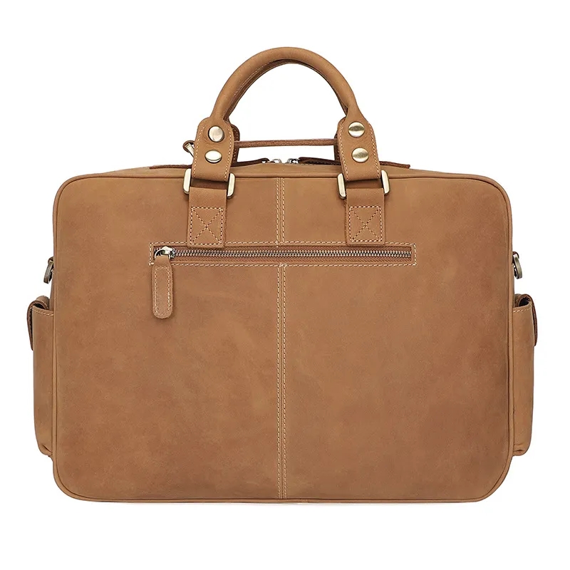 Custom Vintage Genuine Cowhide Briefcase Messenger Bag 10