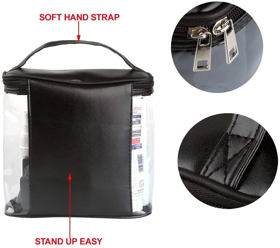 Transparent Makeup Cosmetic Bag with Zipper and Handle 2