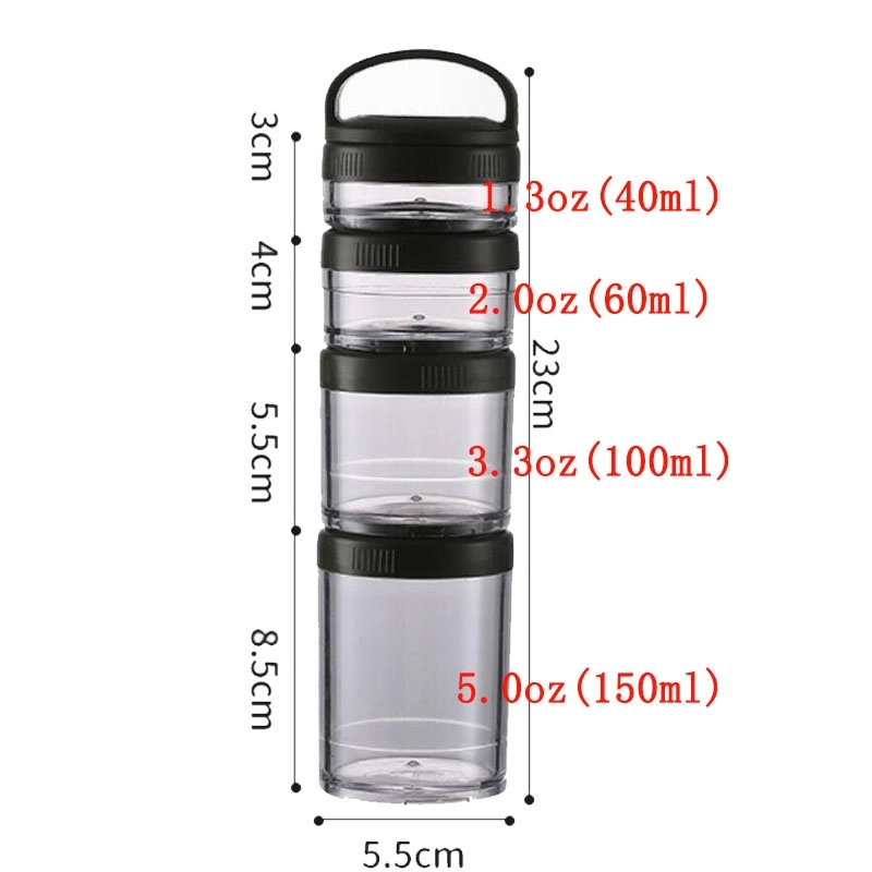 4-layer Stackable Protein Powder Snack Containers 4