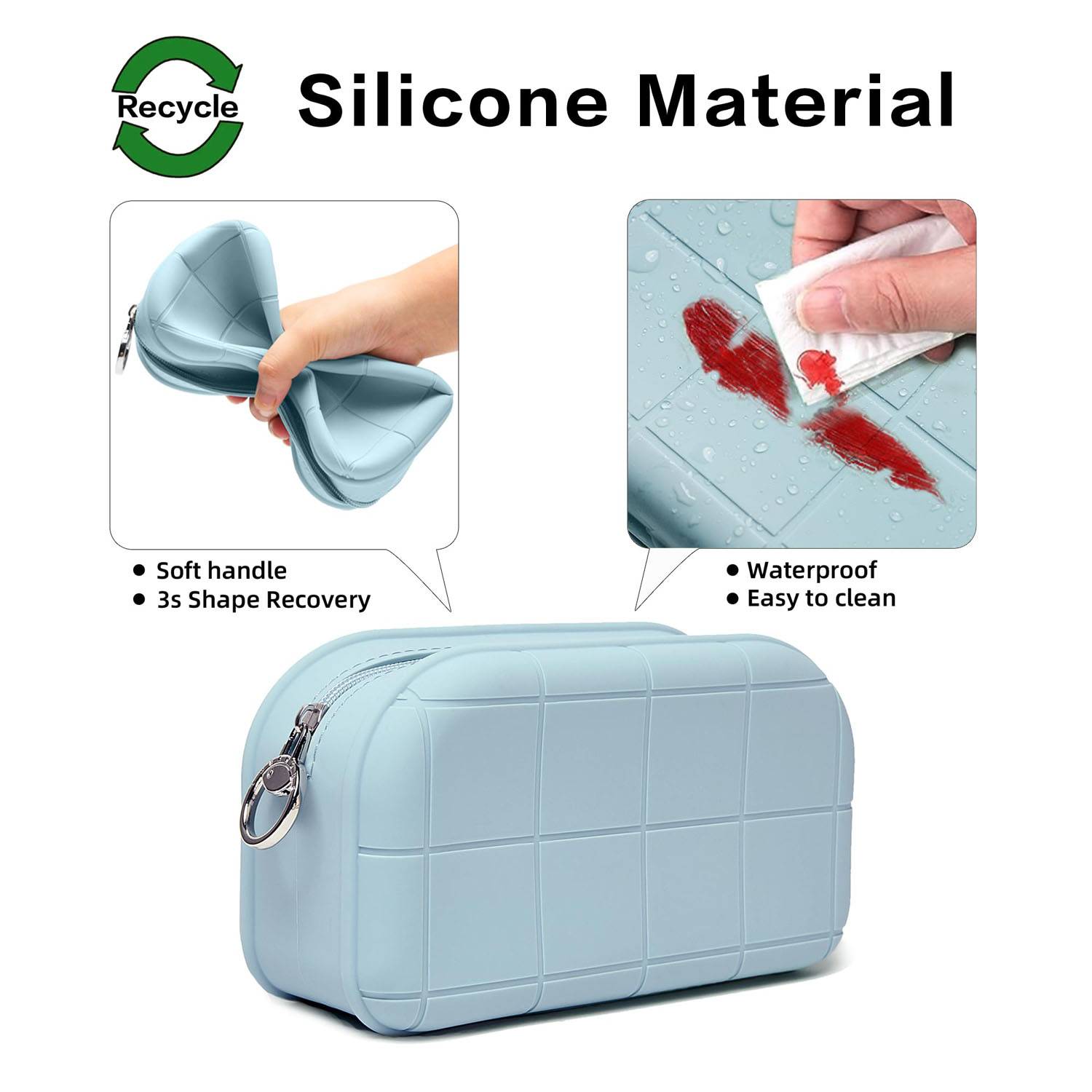 Waterproof Silicone Makeup Bag w/ Zipper 7