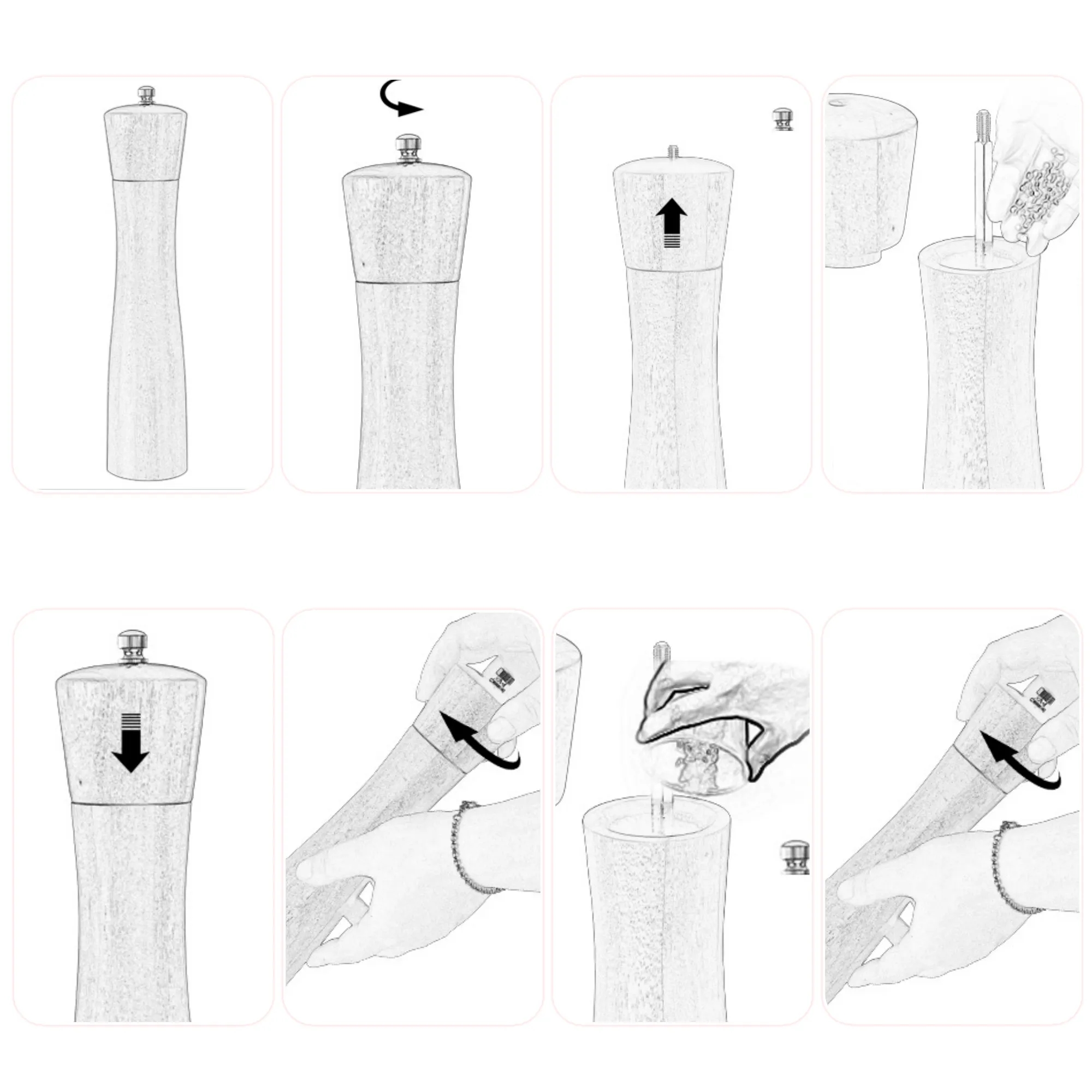 Manual Pepper Grinder Solid Wood Mill 3