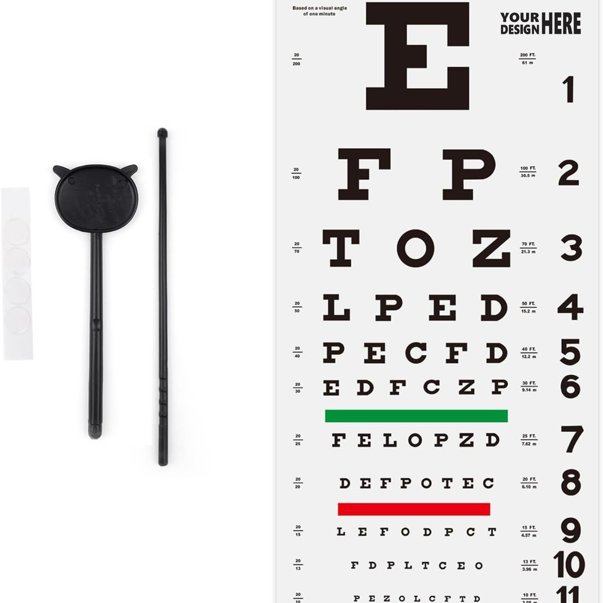 Standard Eye Chart With Eye Occluder And Command Stick 2