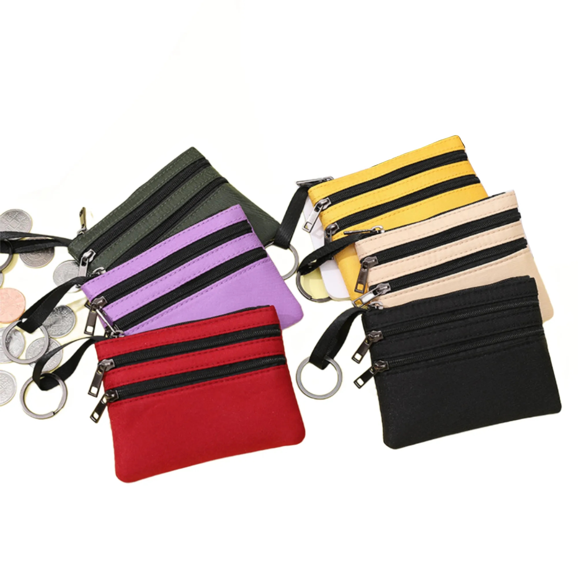 Multi Pocket Zipper Canvas Coin Bag 3