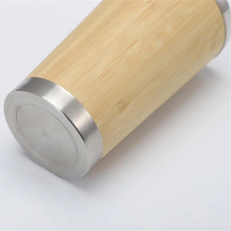 Custom 14 oz Insulated Bamboo Travel Tumbler With Lid 7