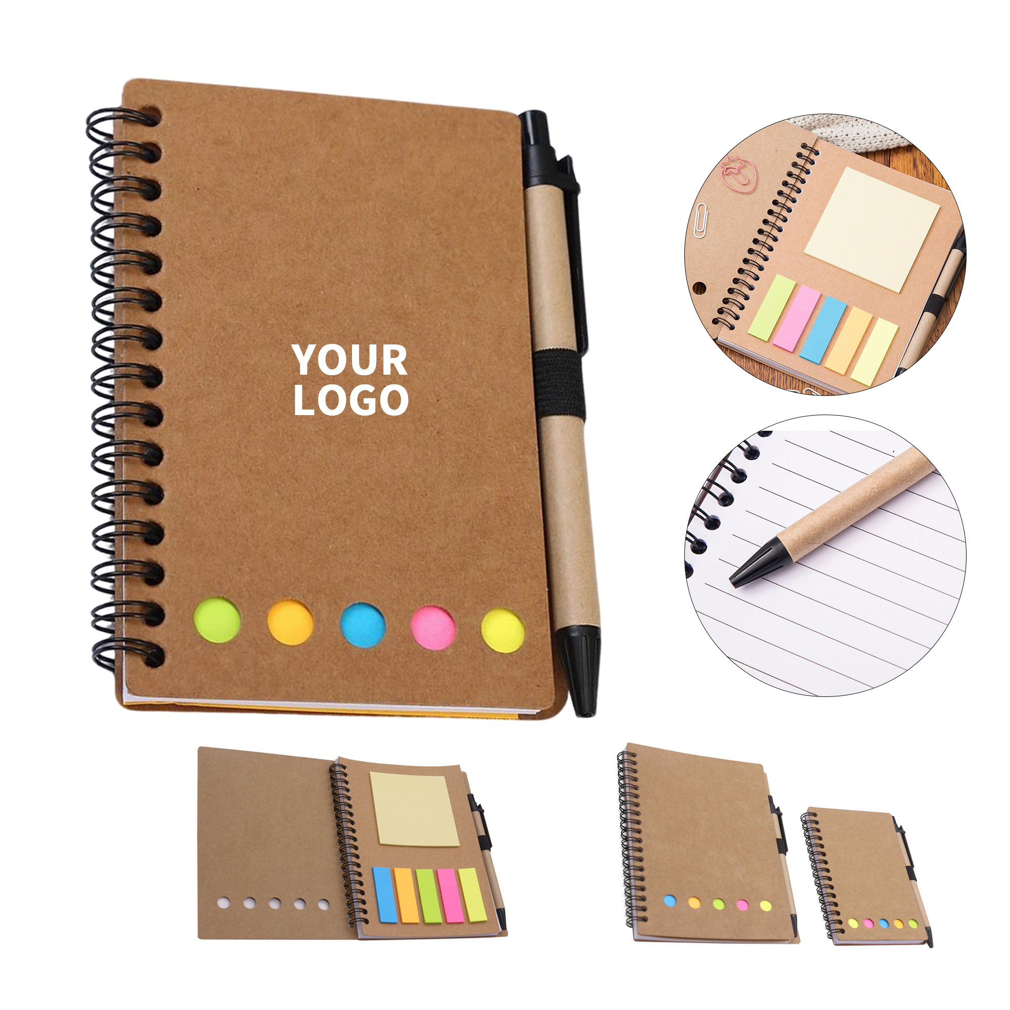 Kraft Paper Spiral Notebook With Pen Elastic Holder 1