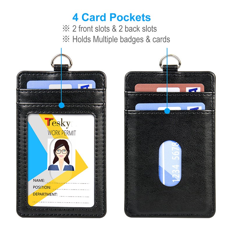 PU ID Badge Holder with Neck Lanyard 2