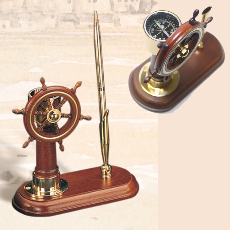 Ship Wheel with Compass Business Pen Holder 1