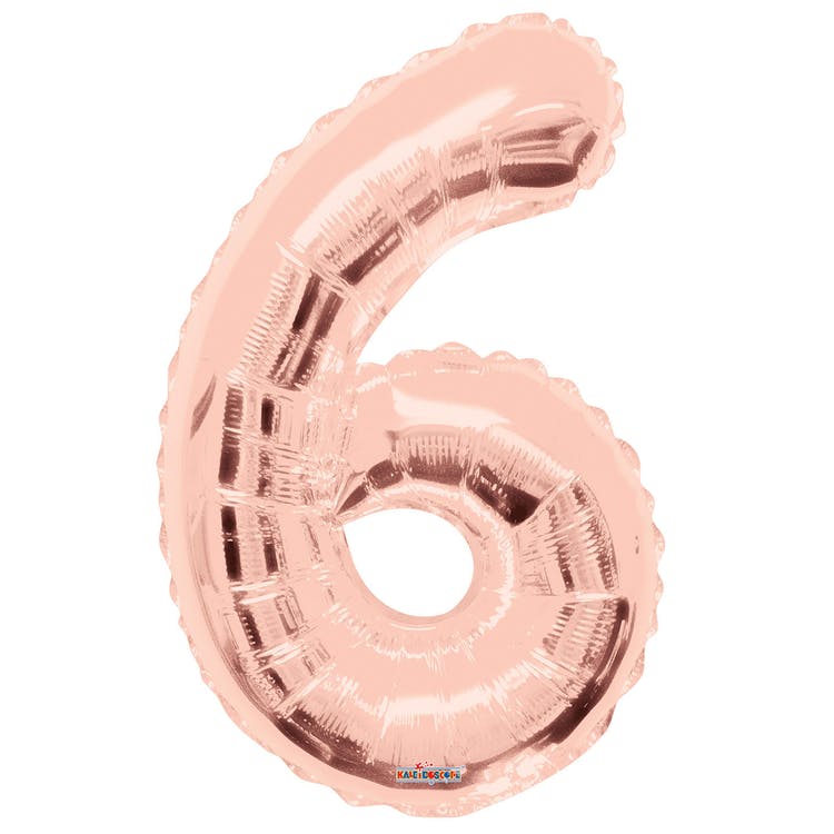 Mylar Number 6 Balloons - Rose Gold 34" 2
