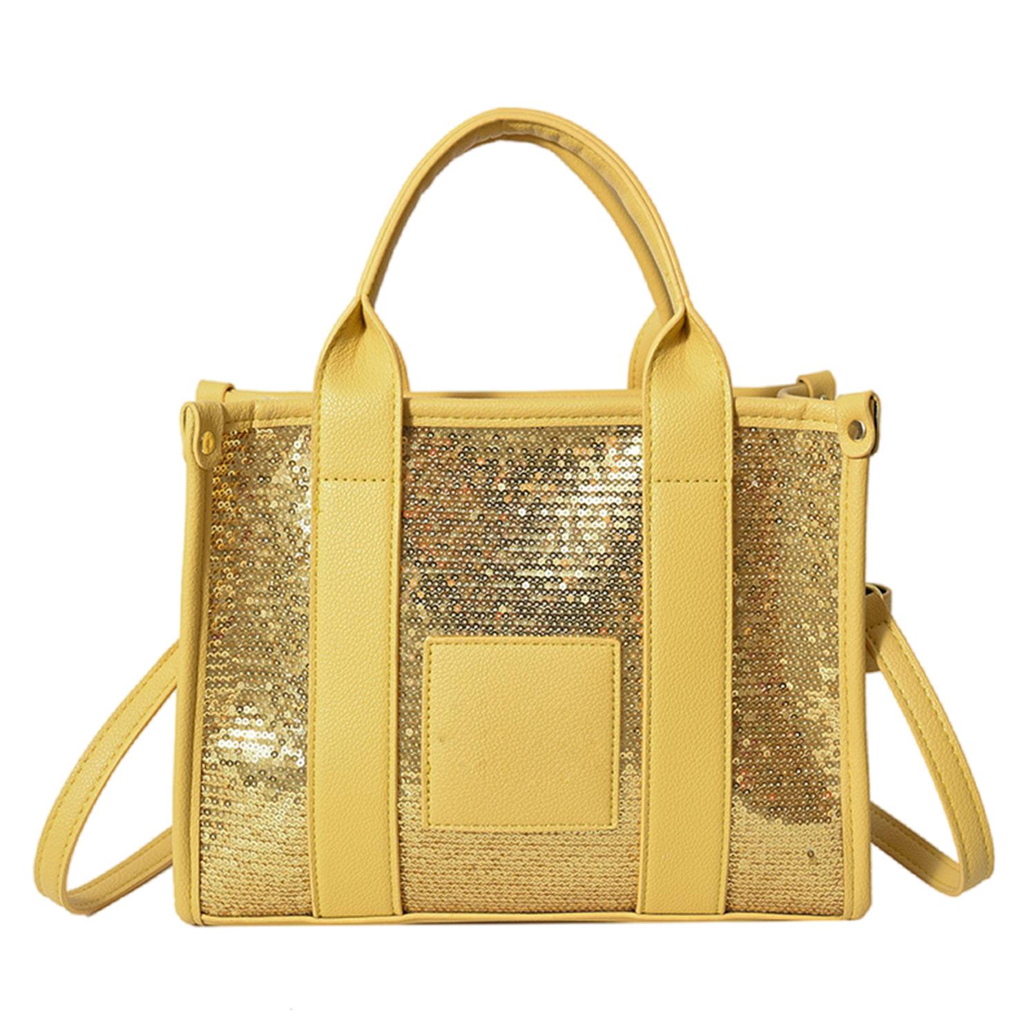PU Leather Crossbody Bag Sequins Clash Color Tote 3