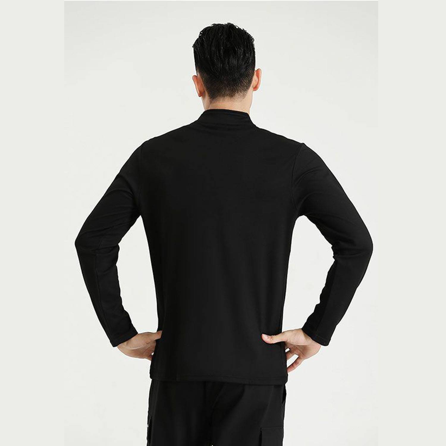 Half-zip fitness stand collar long sleeve t-shirt 4