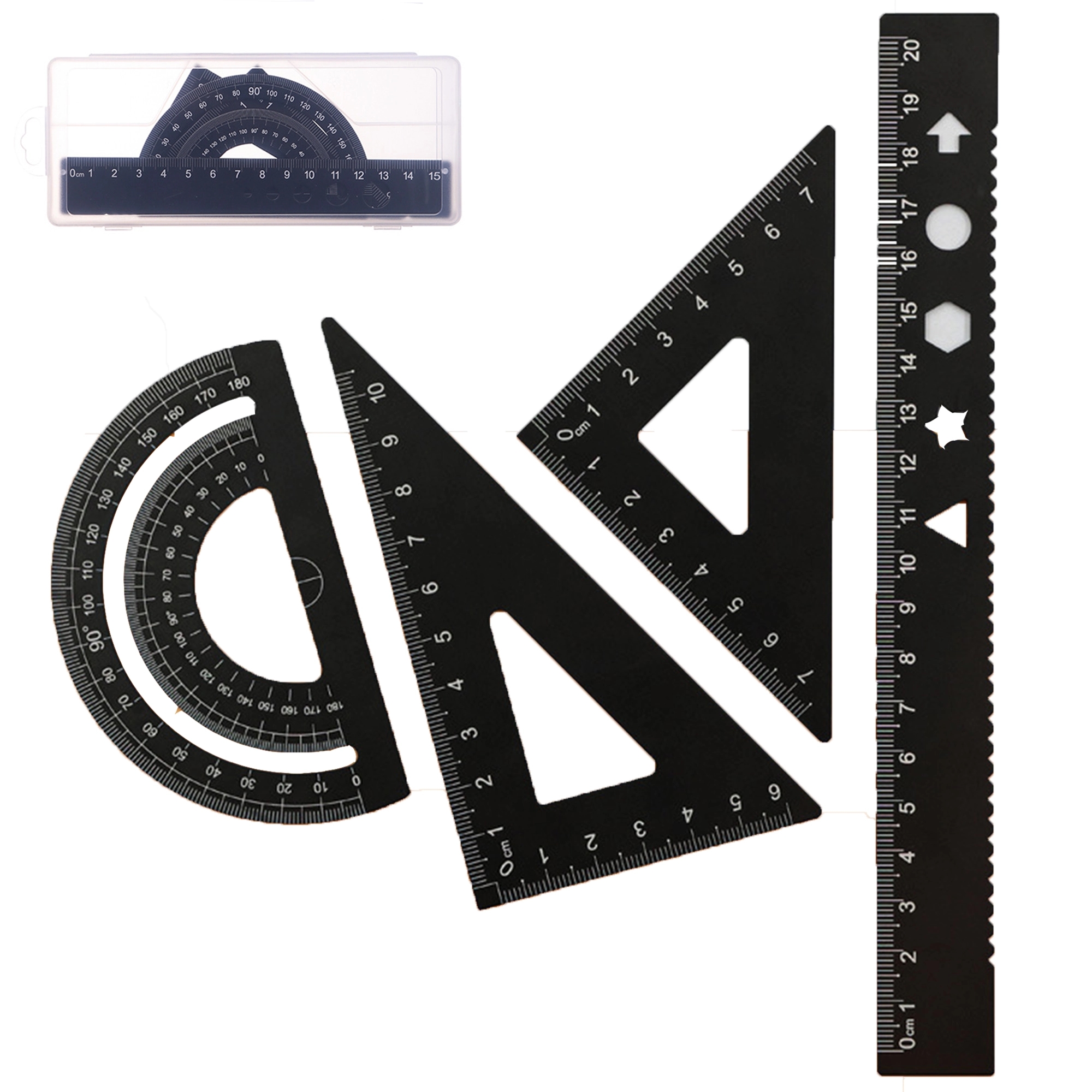 4pcs Math Geometry Ruler Set With Box