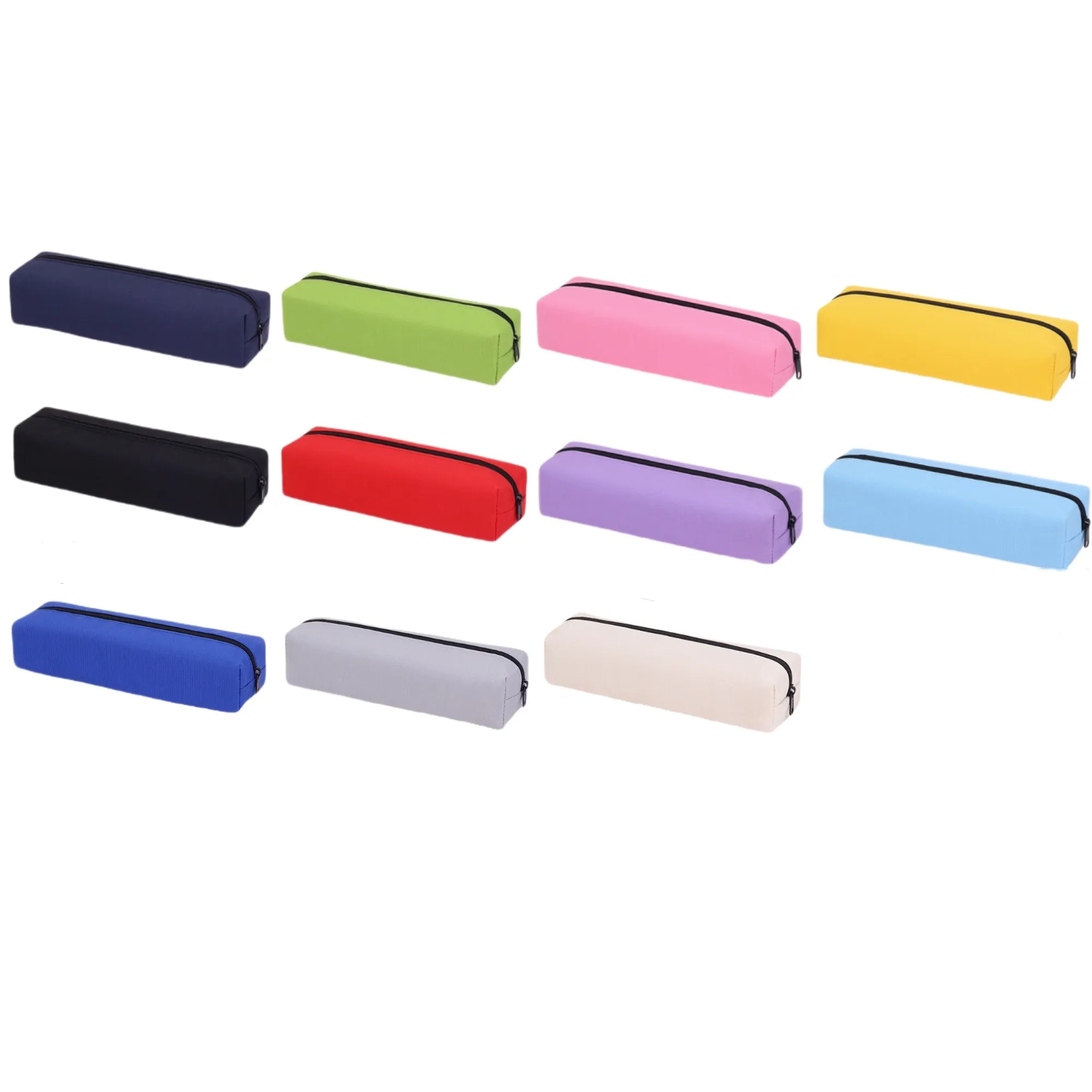 Solid Color Multipurpose Oxford Zipper Pencil Pouch Pen Case 6