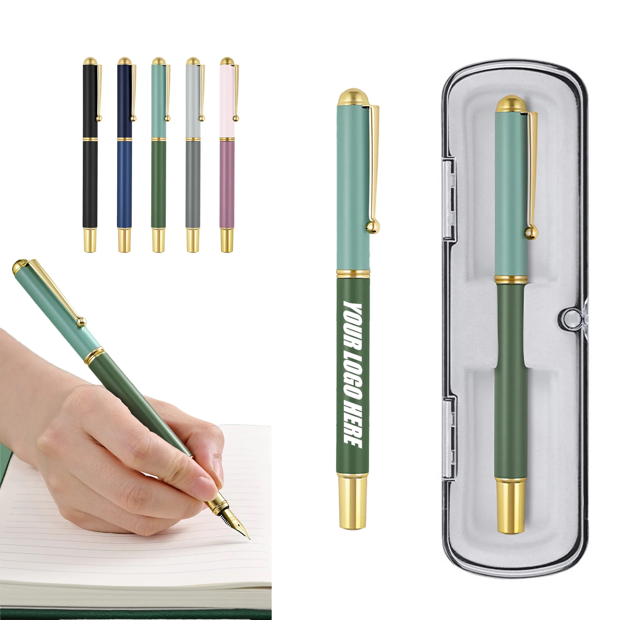 Metal Fountain Pen Color Matching Medium Nib Deluxe Box 2