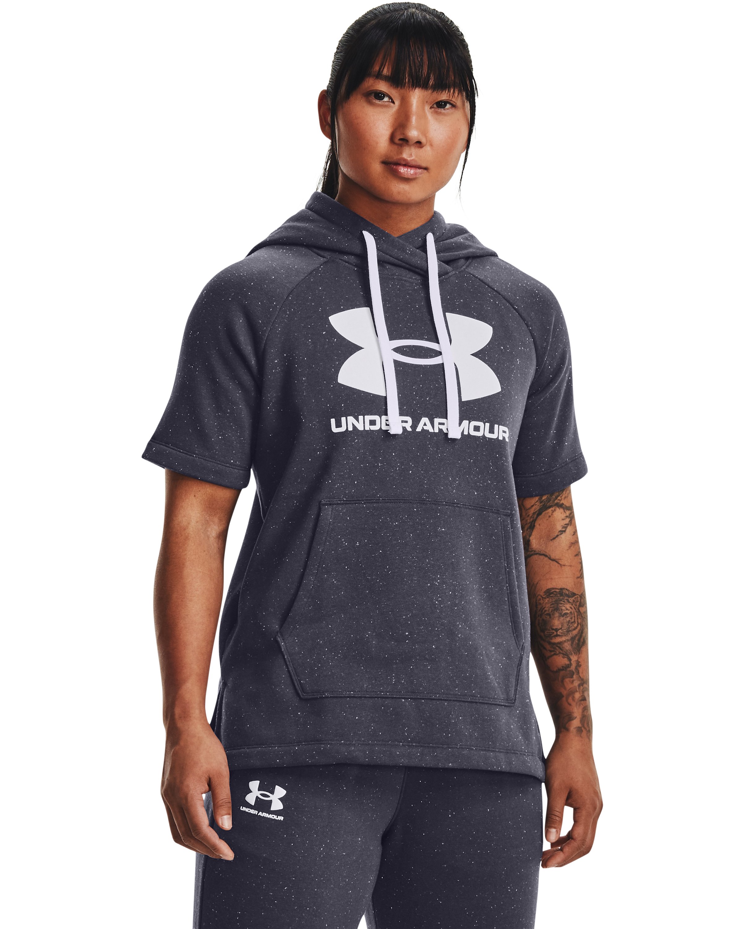 UA Rival Fleece Women's Short Sleeve Hoodie, custom hoodie or sweatshirt with logo imprint 6