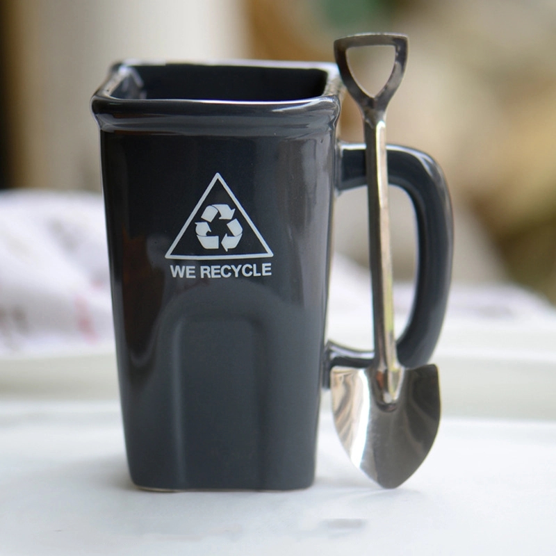 Custom 12 oz Ceramic Funny Trash Can Mug 9