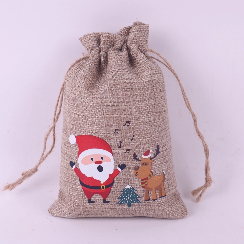 Christmas Gift Linen Drawstring Bag 3
