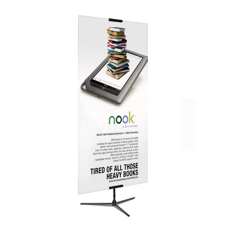 Adjustable Banner Stand, 33" x 96" Vinyl Banner, Single-Sided 2