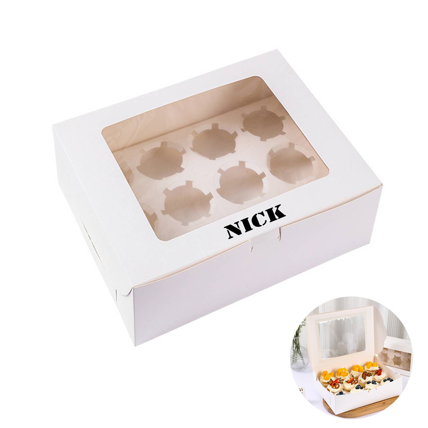 Cup Cake Paper Box With Transparent Window 6