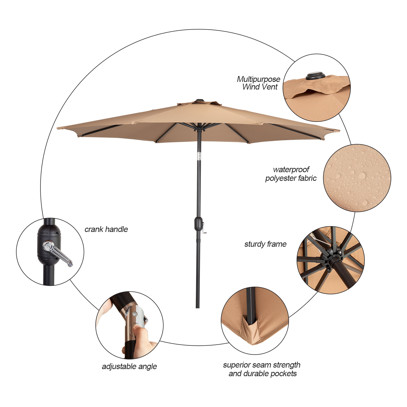 9 ft Outdoor Patio Umbrella 4