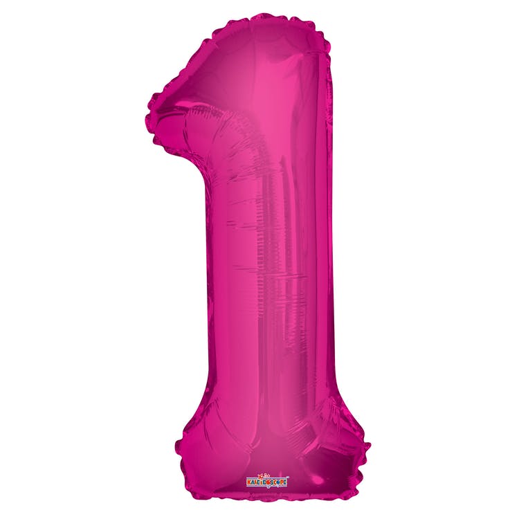 Mylar Number 1 Balloons - Pink 34" 2