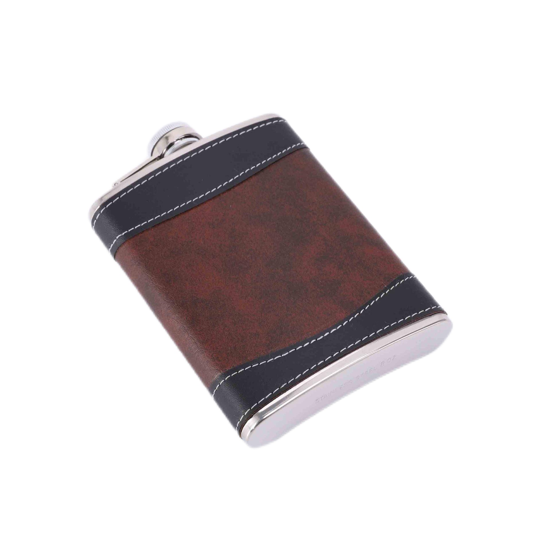 6oz Two-Tone Leather Hip Flask 4