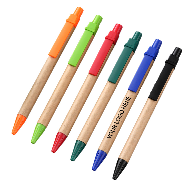 Eco-friendly Recycled Kraft Ballpoint pen with Plastic Clip 1