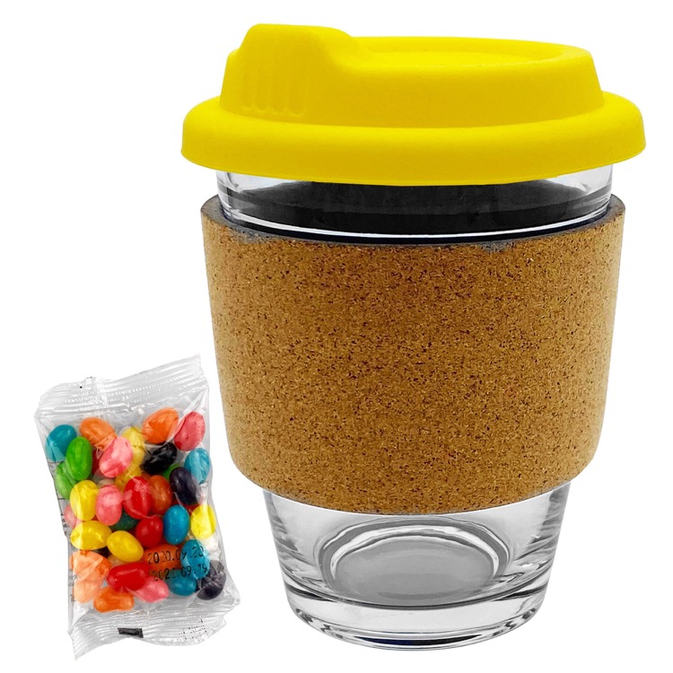 Jelly Bean In Cork Band Glass Coffee Cup 12