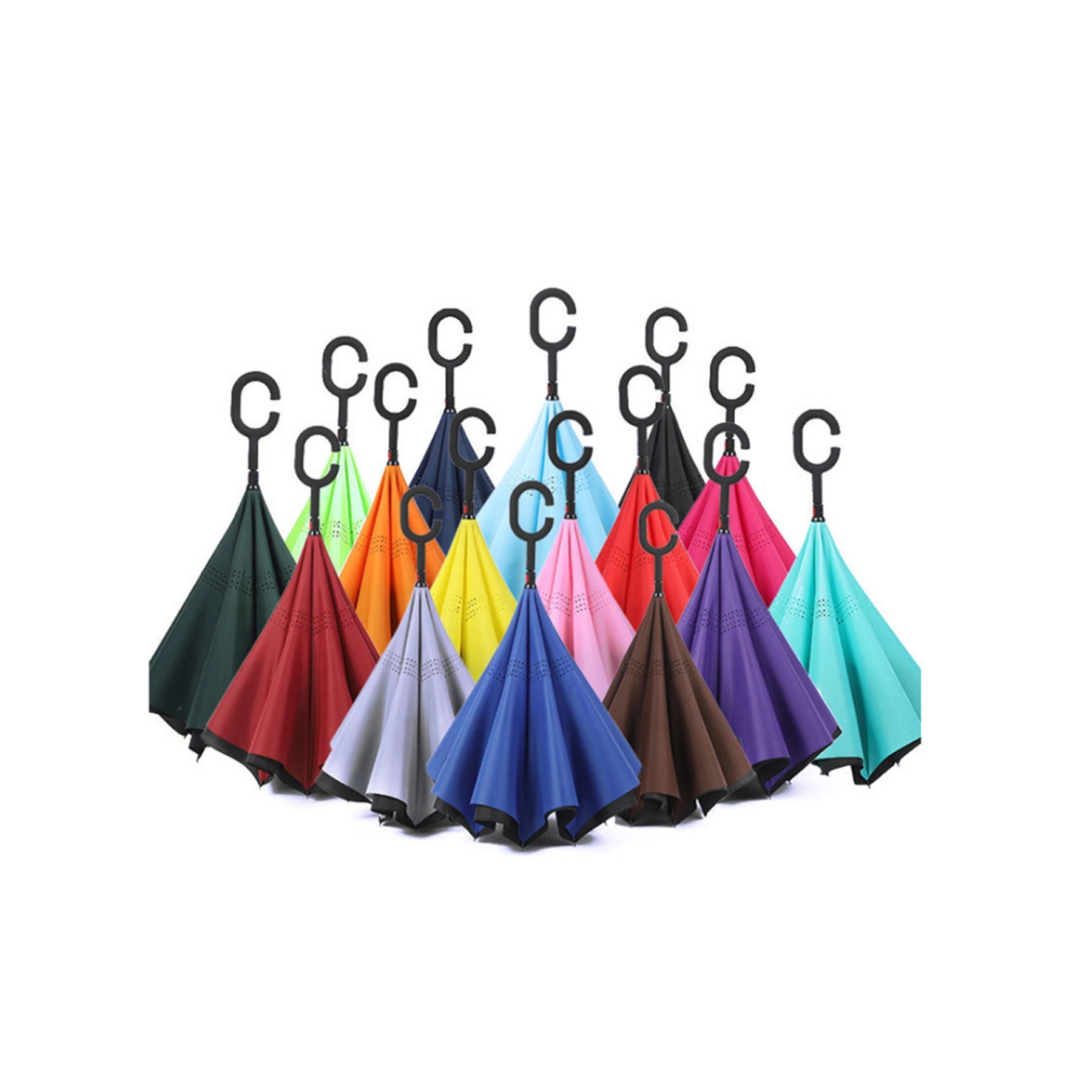 Reversed 190T Pongee C Shape Holder Double Layer Windproof 4 3