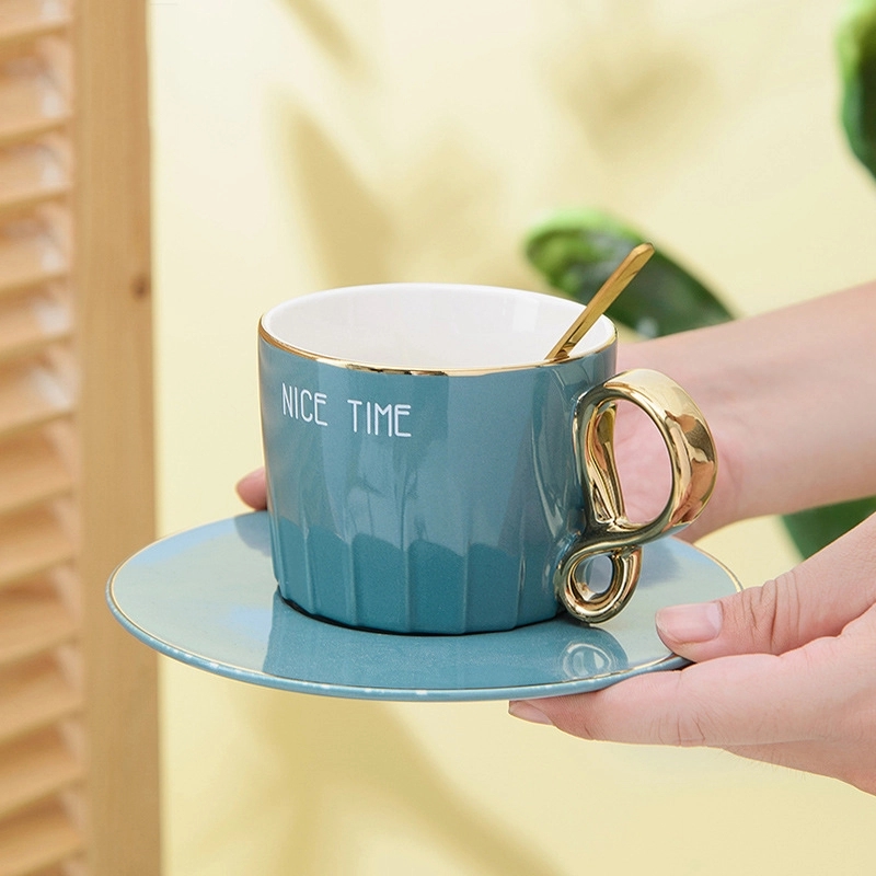 Custom 8 oz Ceramic Coffee Mug Saucer Set 7