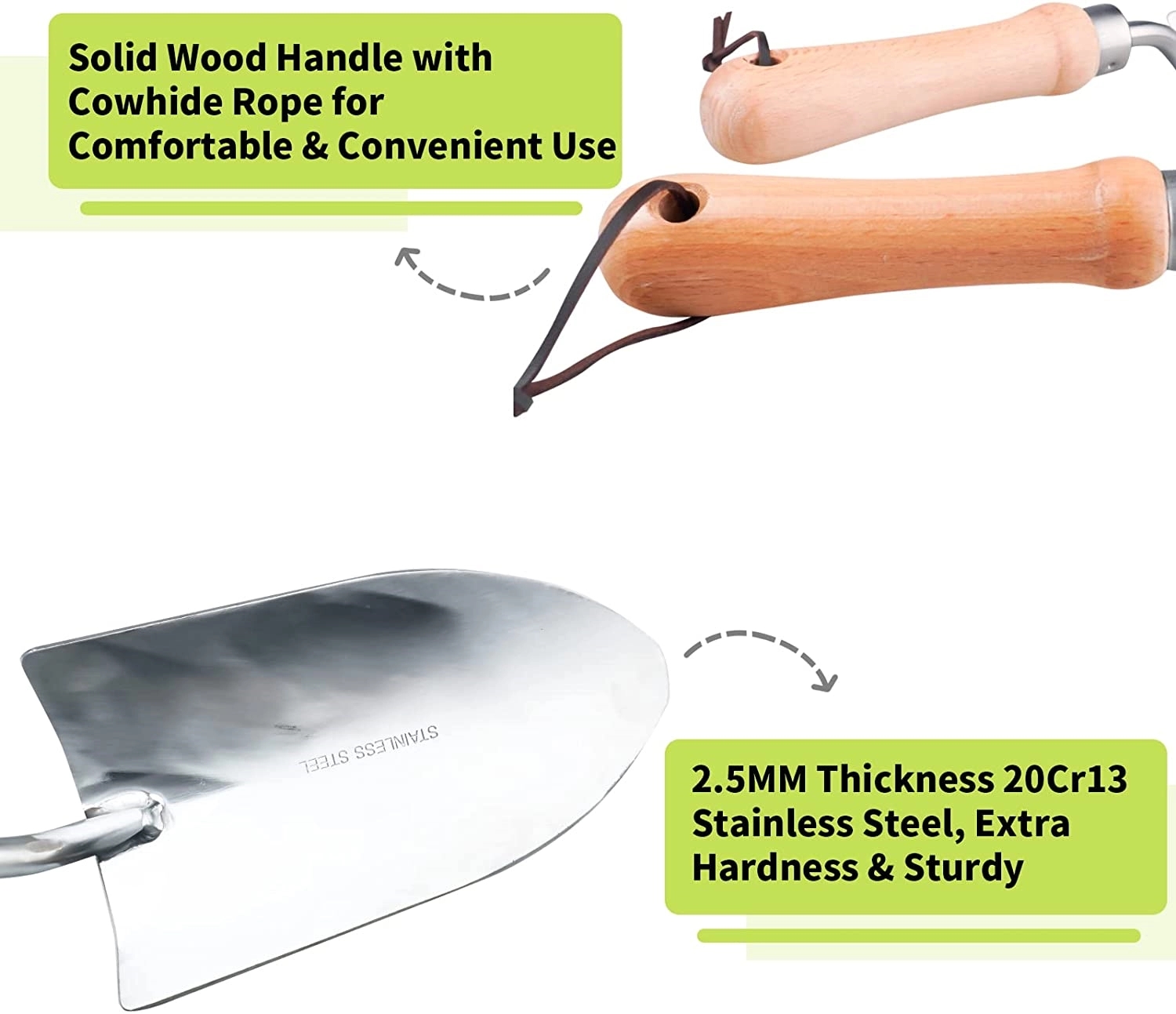 3pcs Stainless Steel Garden Tools Set 8