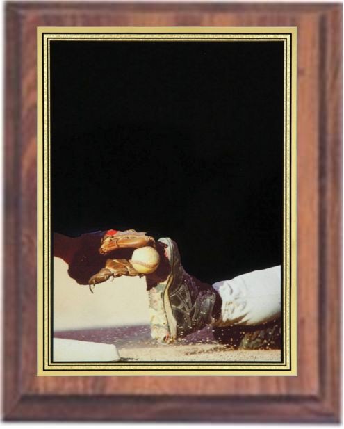 5" x 7" Cherry Finish Plaque with a Baseball Hi-Definition Plate 2