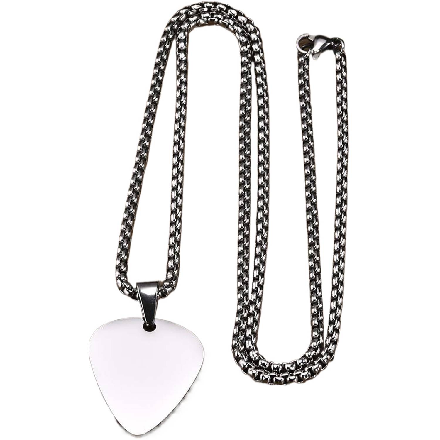 Stainless Steel Guitar Pick Heart Necklace 3