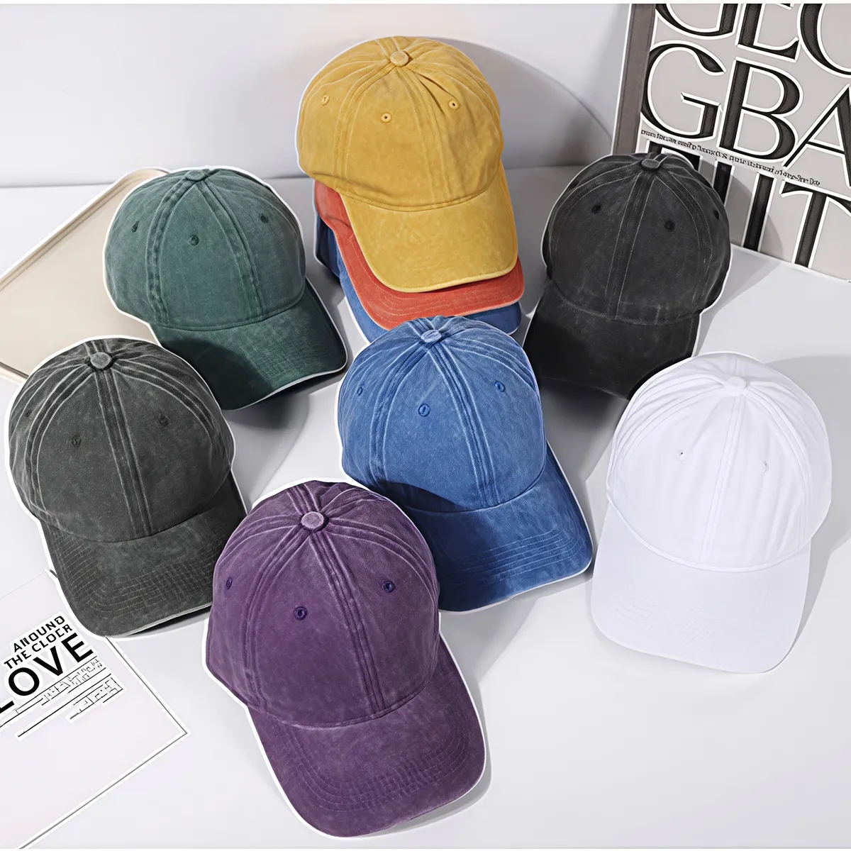 Washed Cotton Baseball Cap with Adjustable Strap 4
