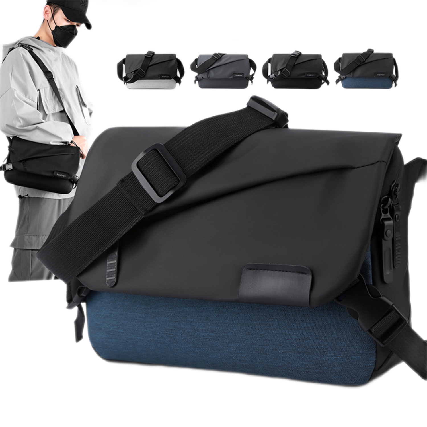 Fashion Nylon Cross-Body Multi-Compartment Messenger Bag 2