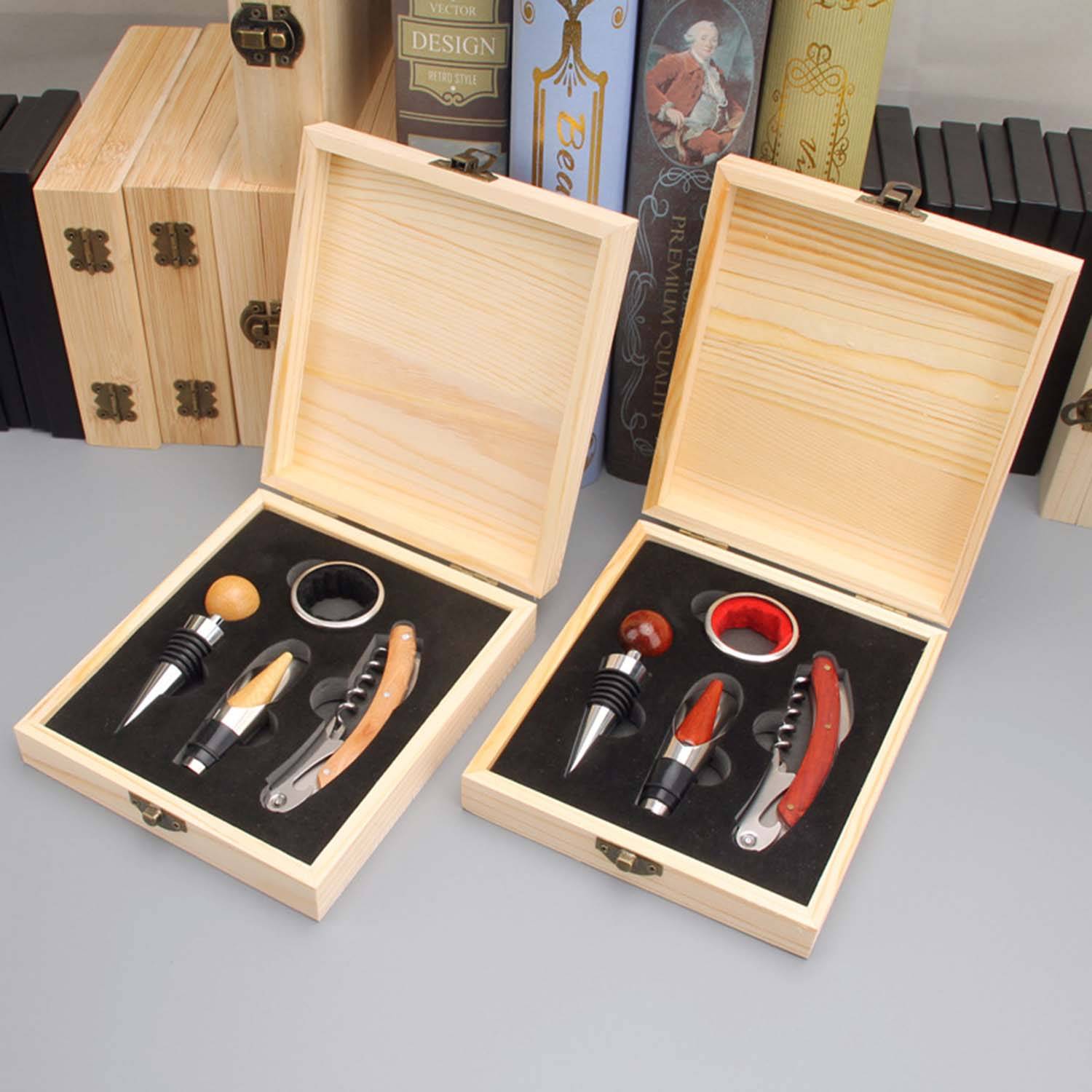4 Piece Bamboo Wine Tool Set 2