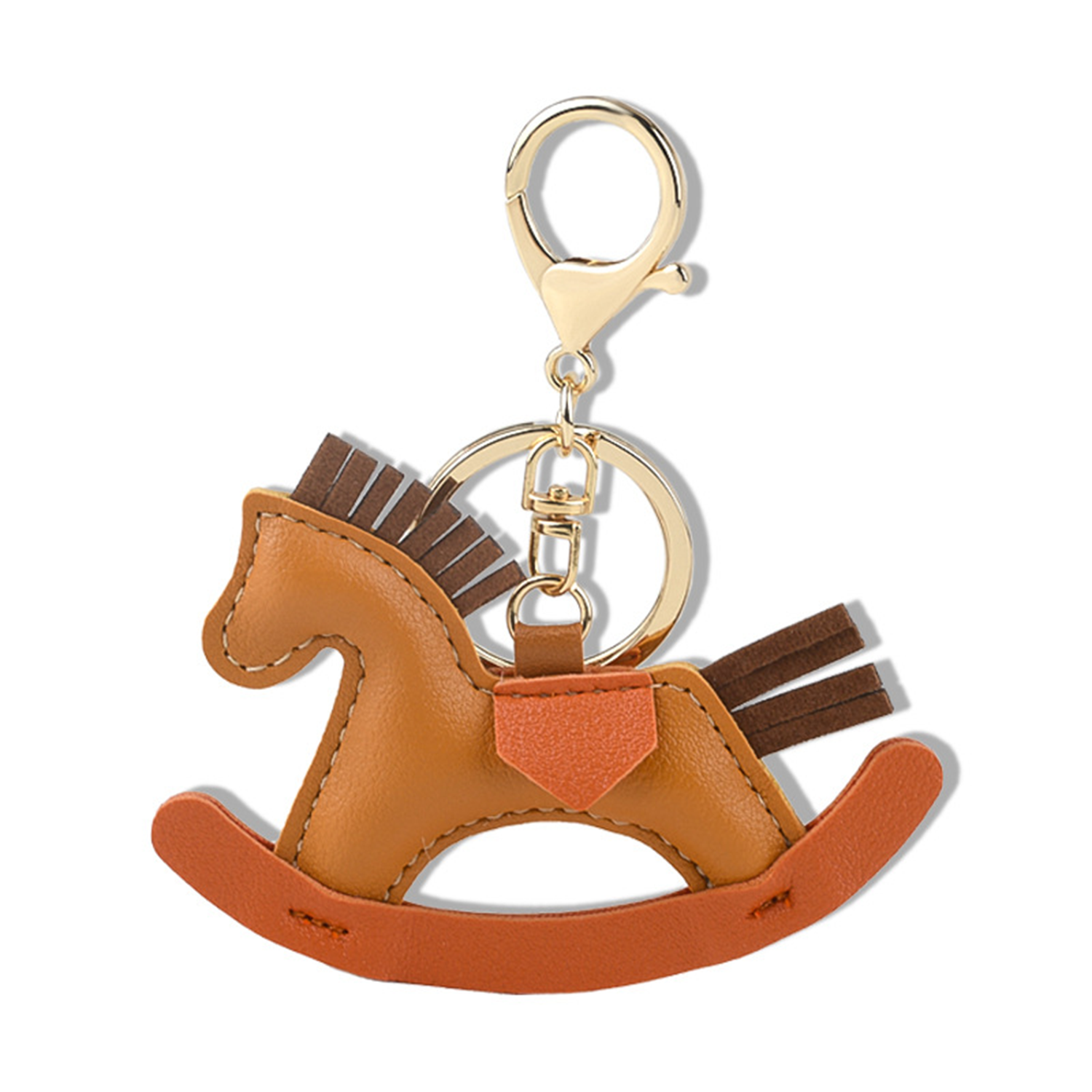 Vintage PU Leather Rocking Horse Pendant Keychain 4