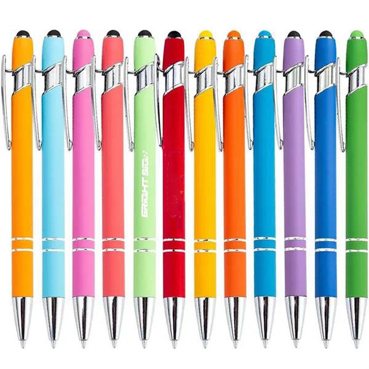 Rubberized Metal Ballpoint Pen with Stylus 1