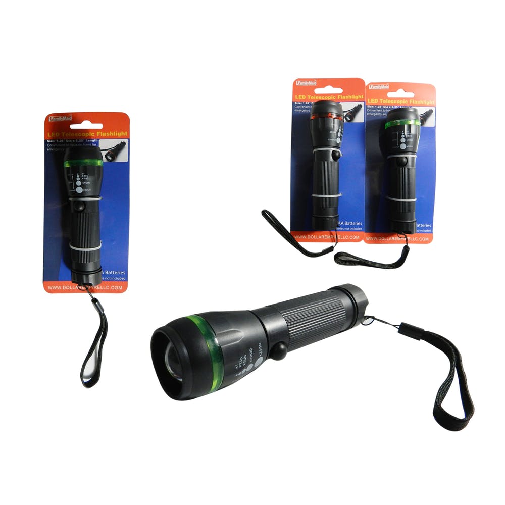 LED Telescopic Flashlights - Black 5.25" 2